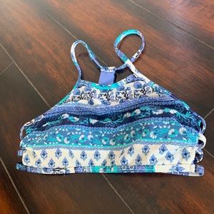 blue floral swimsuit top from target size s